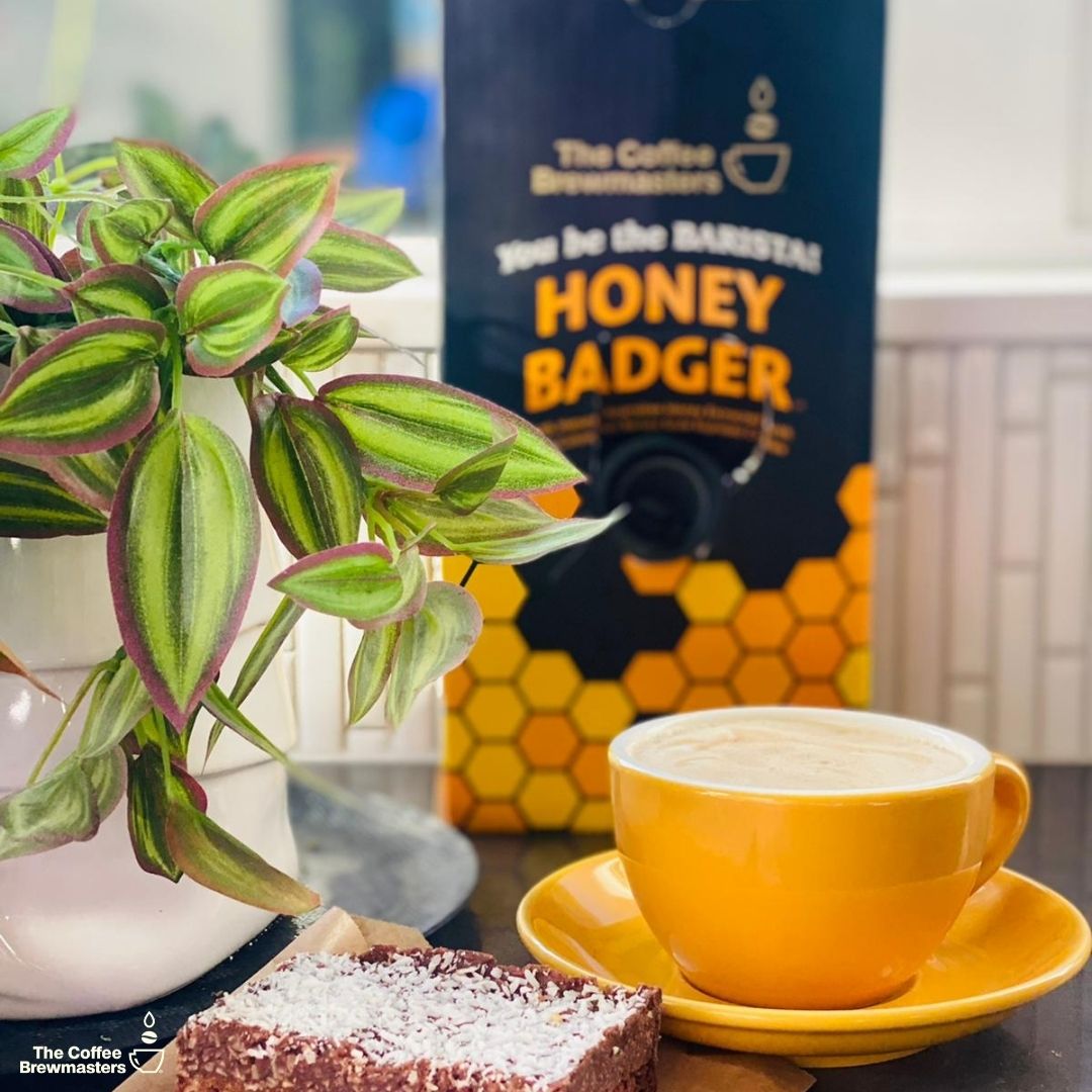 Morning coffee with the honey badger espresso coffee concentrate. 60 shots in each 1.5L box. 